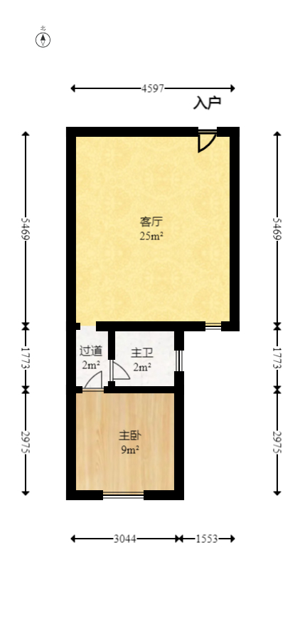嘉顿新天地  1室1厅1卫   50.00万室内图1