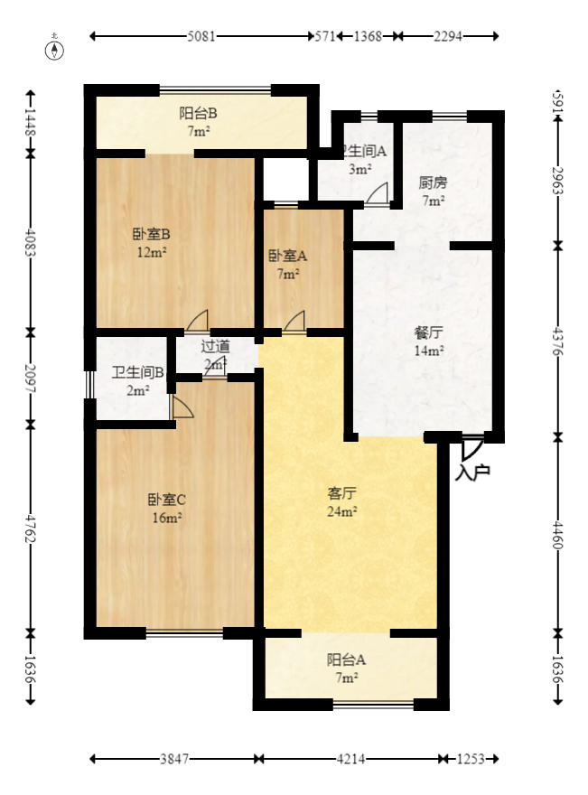 富湘园  3室2厅2卫    114.0万室内图1