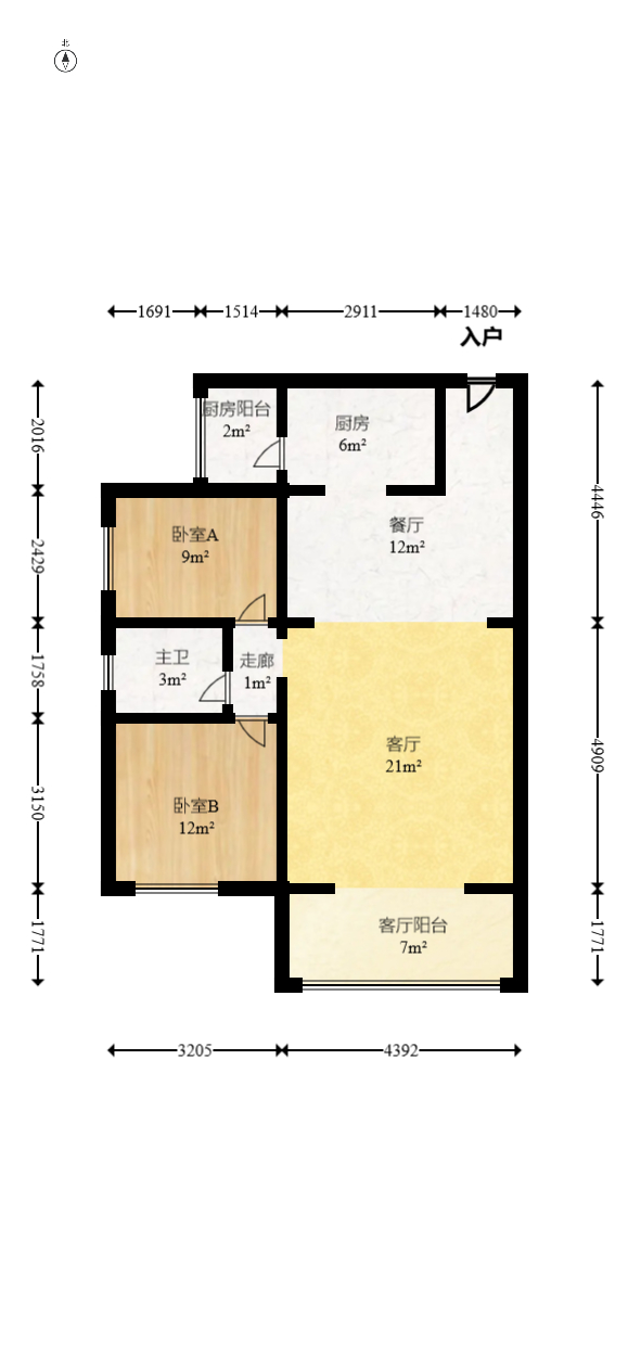 保利花园 2室2厅1卫 70.00万 保利花园 2室2厅1卫 70.00万户型图