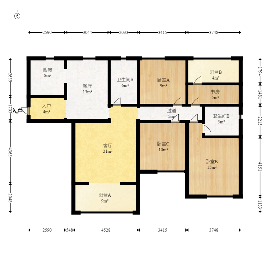 中建嘉和城  4室2厅2卫   106.00万室内图1