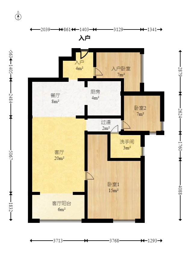兴威帕克水岸  3室2厅2卫    108.0万室内图1