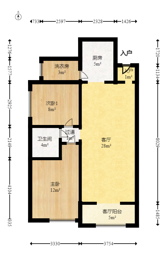 恒大翡翠华庭  2室2厅1卫   89.80万室内图1