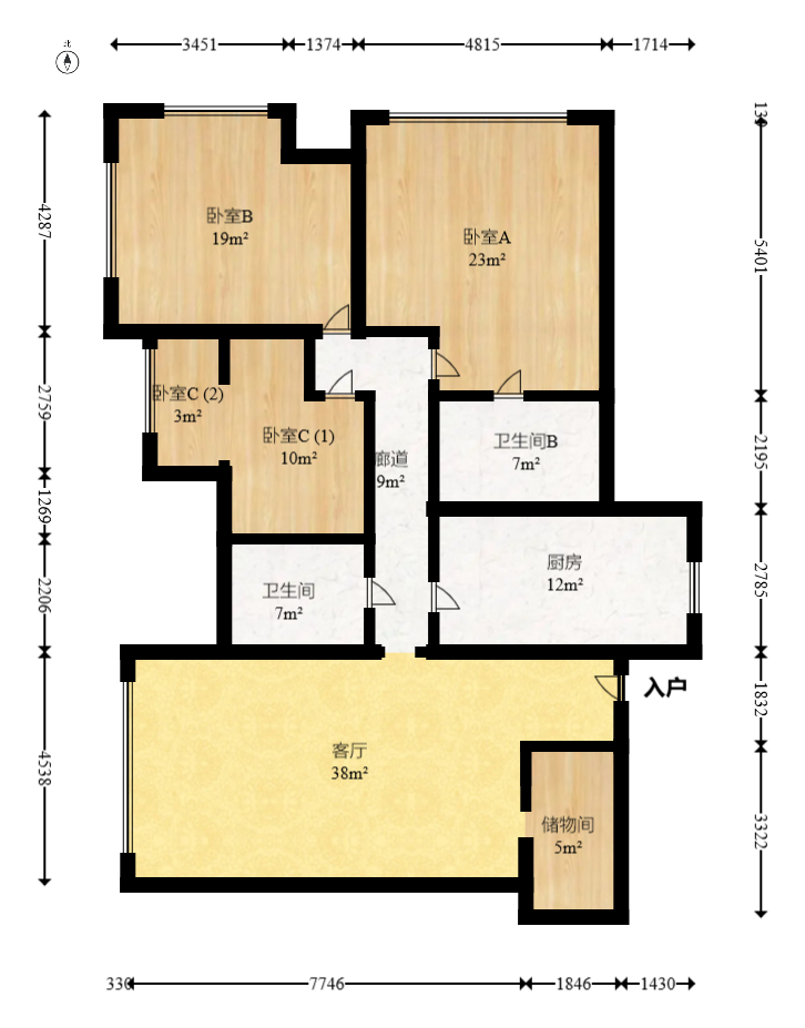 麓谷坐标  3室2厅2卫    119.0万室内图1