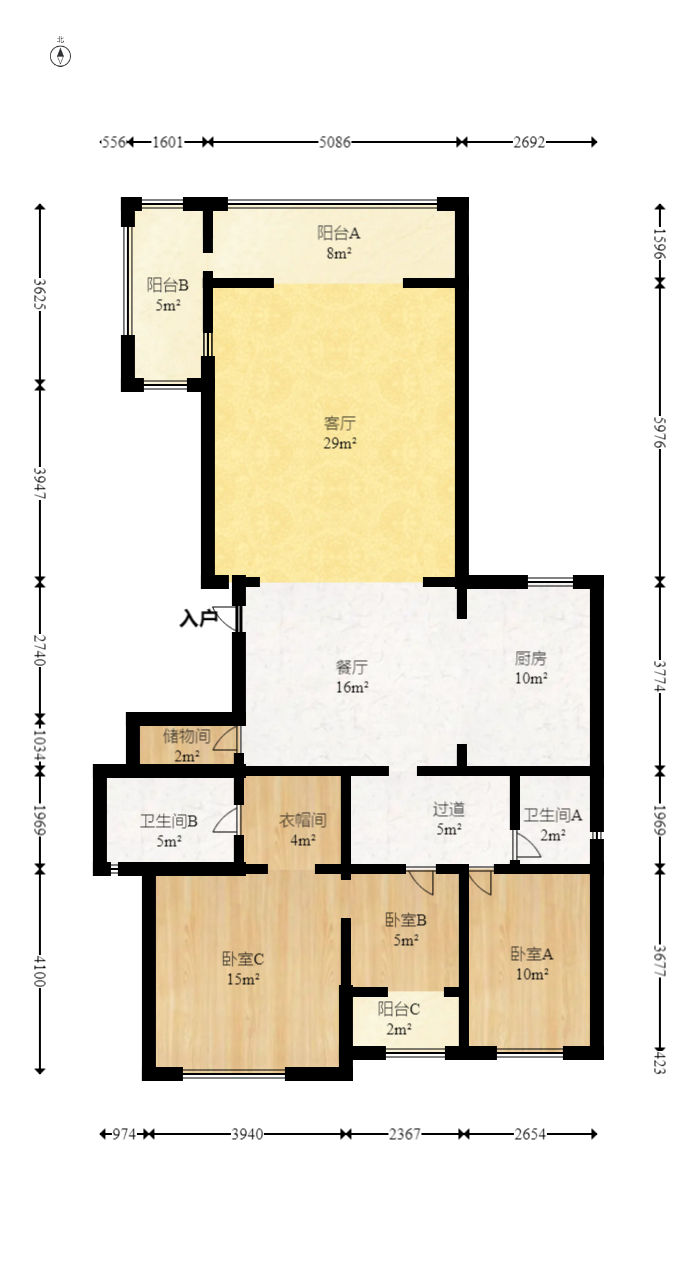 梦泽园  3室2厅2卫   238.00万室内图1