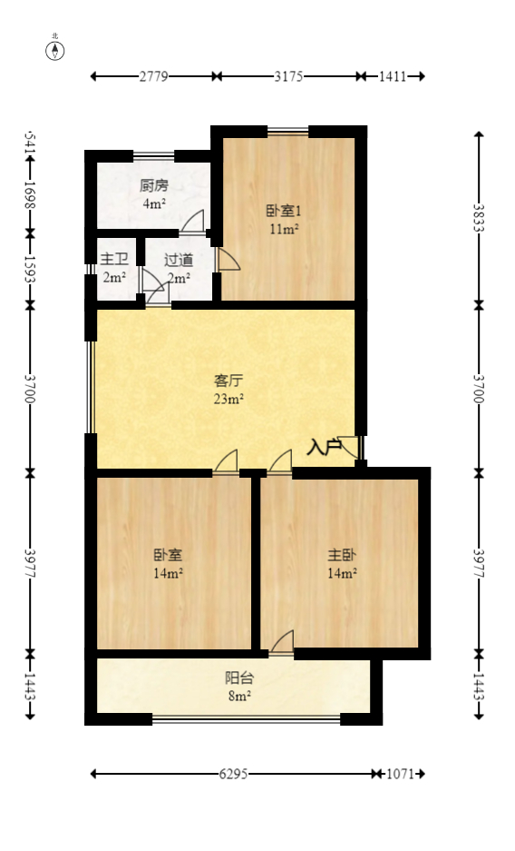 省委五区宿舍  3室2厅1卫   108.00万室内图1
