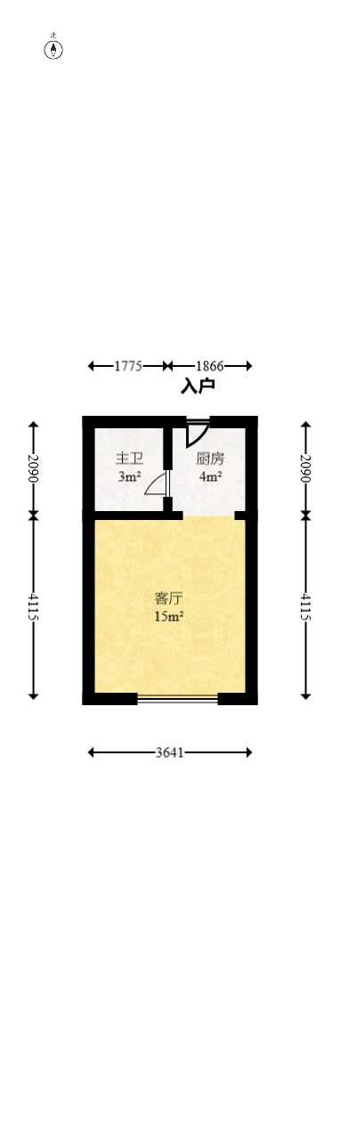 克拉美丽山庄（晟领国际）  1室1厅1卫   22.80万室内图1