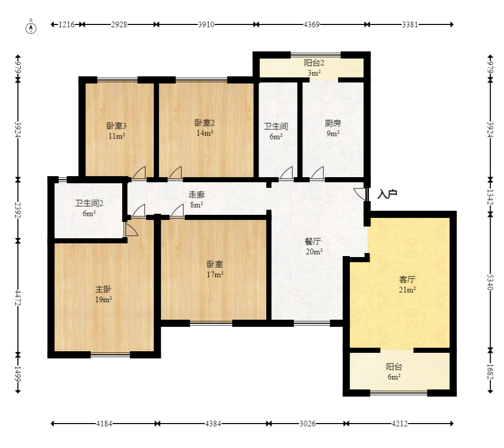 湖南有色地质勘查局宿舍（榔梨镇）  4室2厅2卫   99.60万室内图1