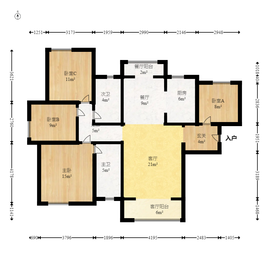 北辰中央公园C区  4室2厅2卫   112.00万 北辰中央公园C区  4室2厅2卫   112.00万户型图