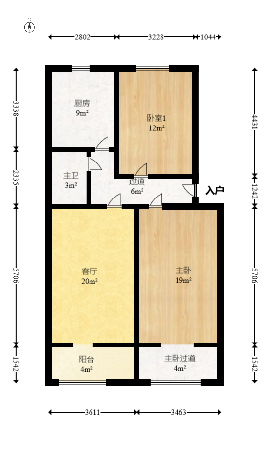 有色冶金研究设计院（浏城桥）  2室1厅1卫   76.00万室内图1