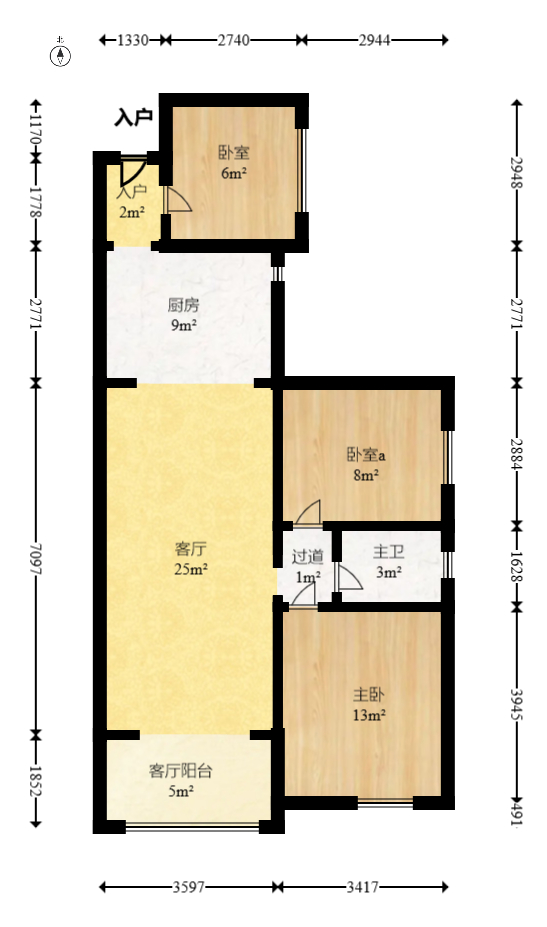 花样年华  3室2厅1卫   68.80万 花样年华  3室2厅1卫   68.80万户型图