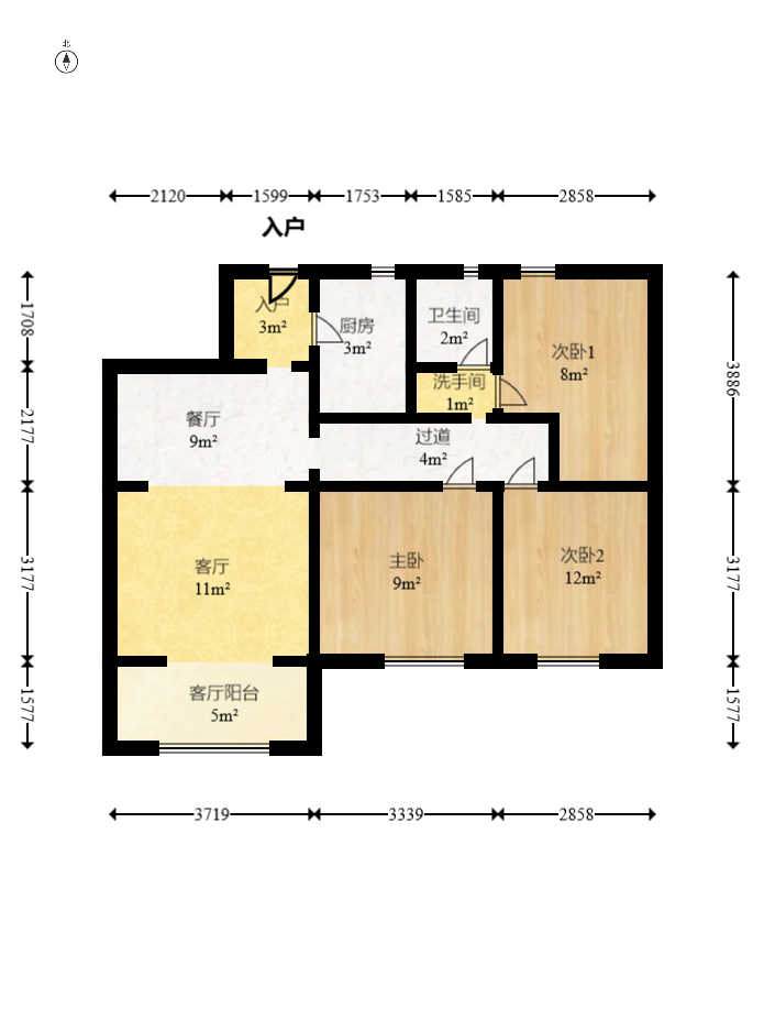 金科时代中心 3室2厅1卫 70.00万 金科时代中心 3室2厅1卫 70.00万户型图