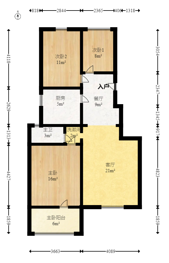绿洲景芳  3室2厅1卫   92.00万室内图1