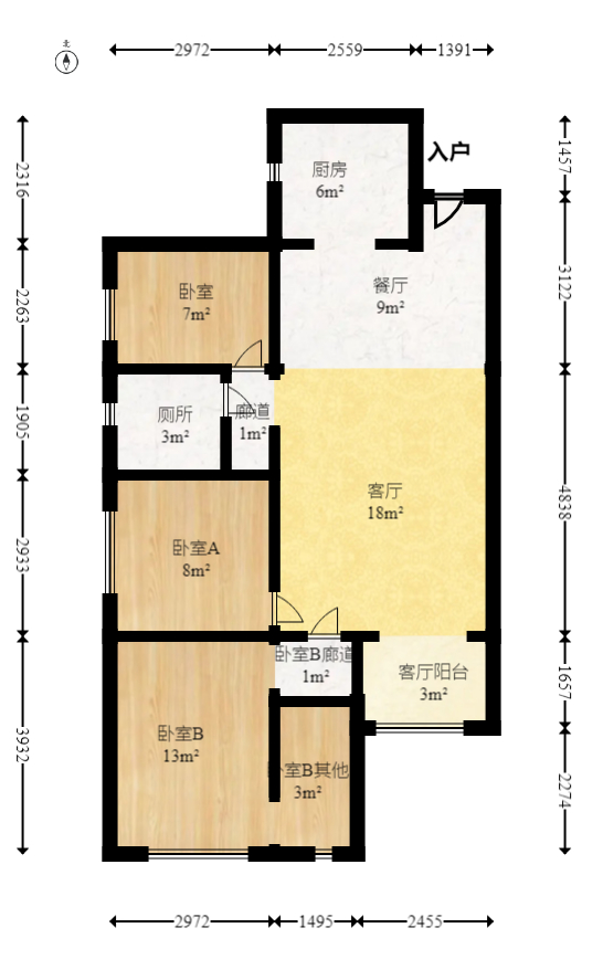 合能洋湖公馆  3室2厅1卫    109.7万室内图1