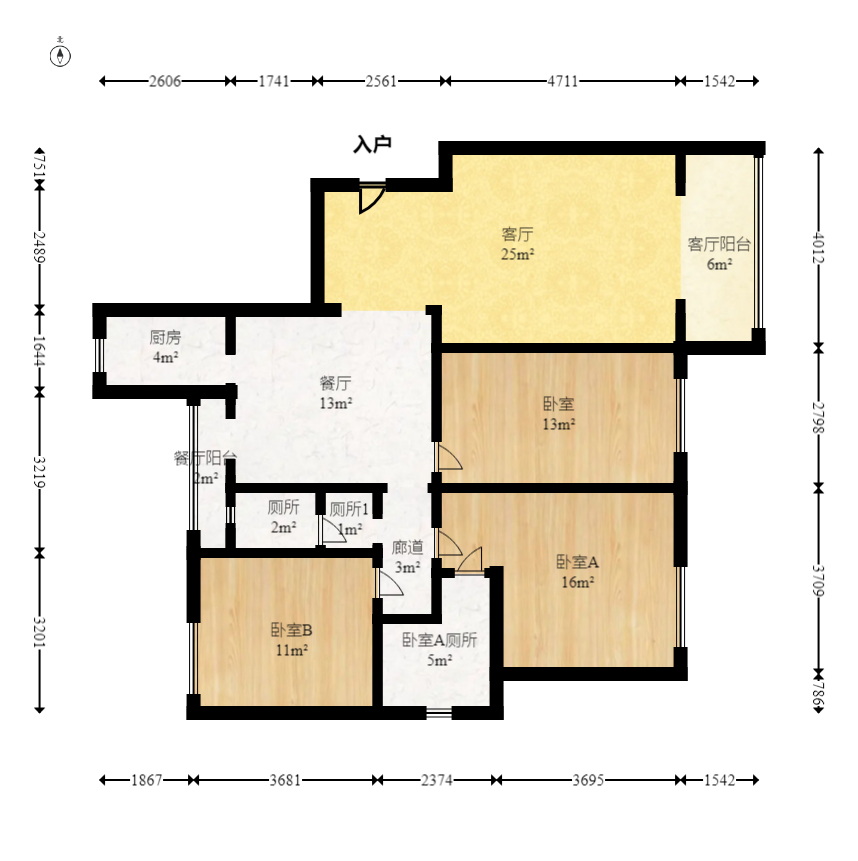 云栖谷  3室2厅2卫   103.80万室内图1