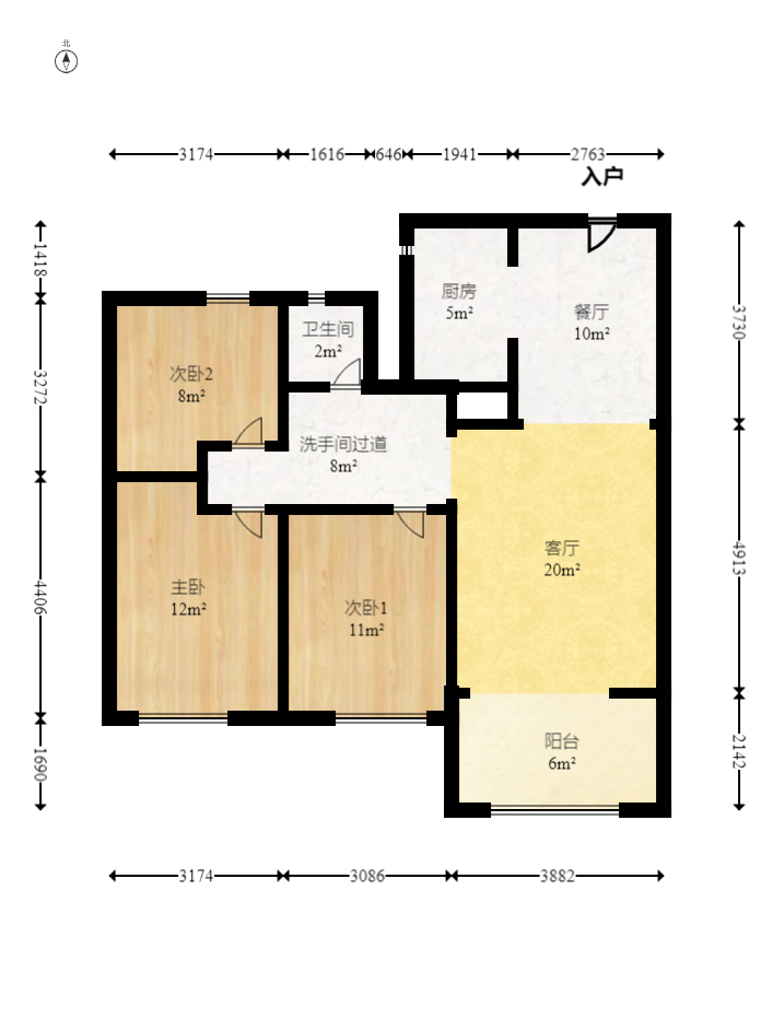 MOMA当代广场  3室2厅1卫    77.79万室内图1