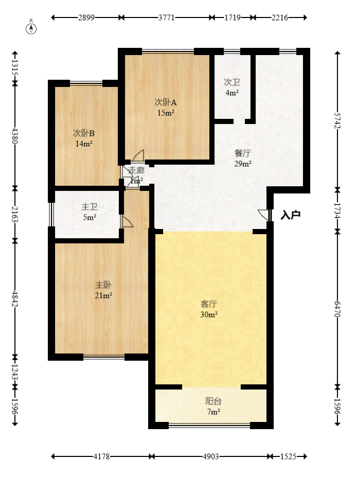 旺府佳园  3室2厅2卫   82.00万室内图1