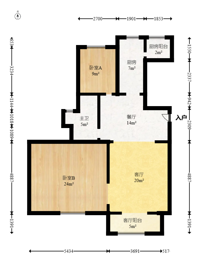 天和家園  2室2廳1衛(wèi)    115.0萬室內(nèi)圖1