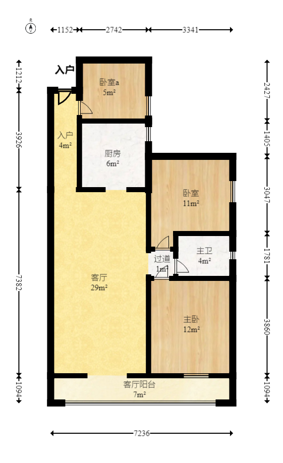 和悦城(蟠龙景苑)  3室2厅1卫    65.8万室内图1