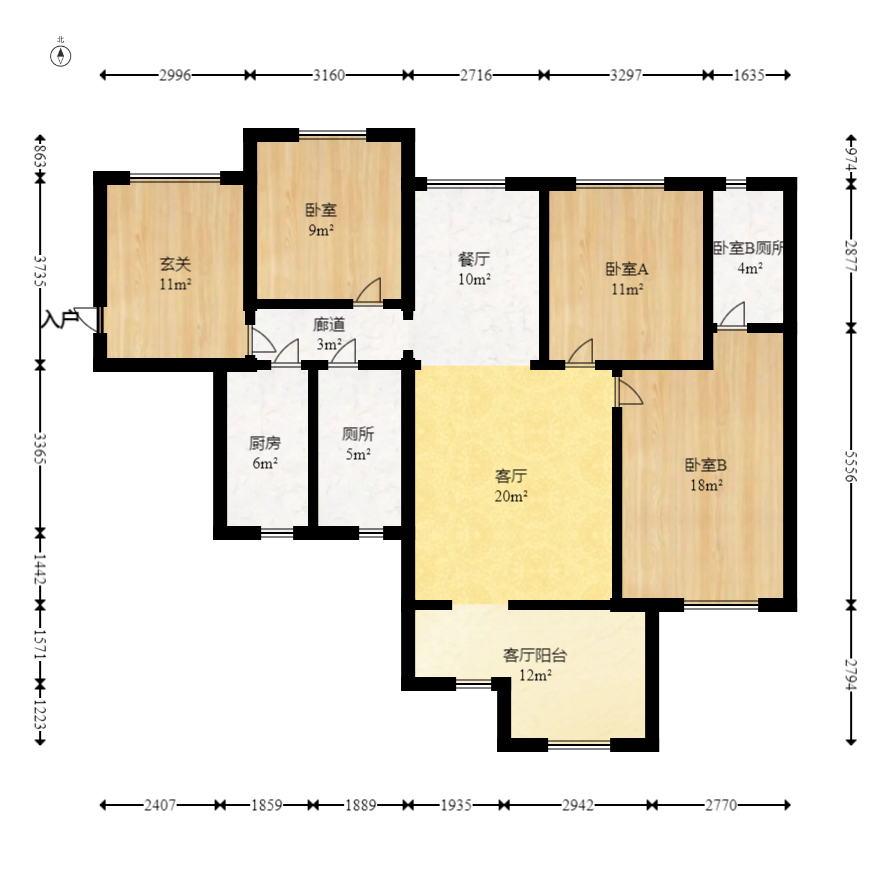 江山帝景雅典  3室2厅2卫   138.00万室内图1