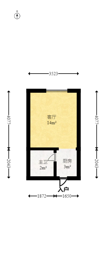克拉美丽山庄（晟领国际）  1室1厅1卫   24.80万室内图1
