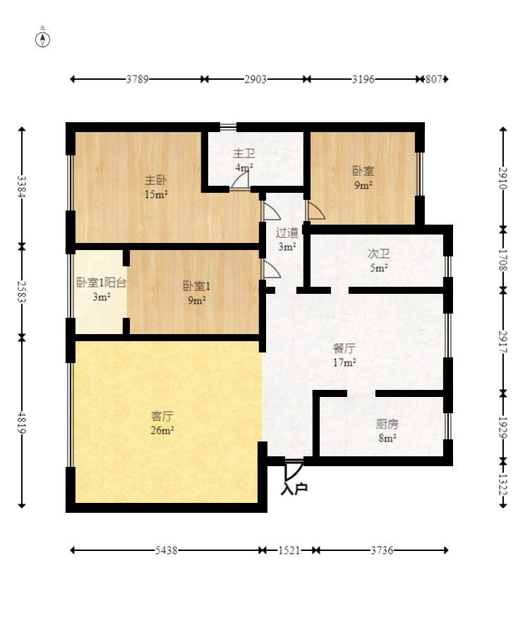 智邦家园  3室2厅1卫   118.00万室内图1