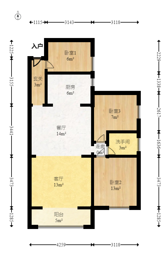 湘樟园小区（湘樟家园）  3室2厅1卫   72.00万室内图1
