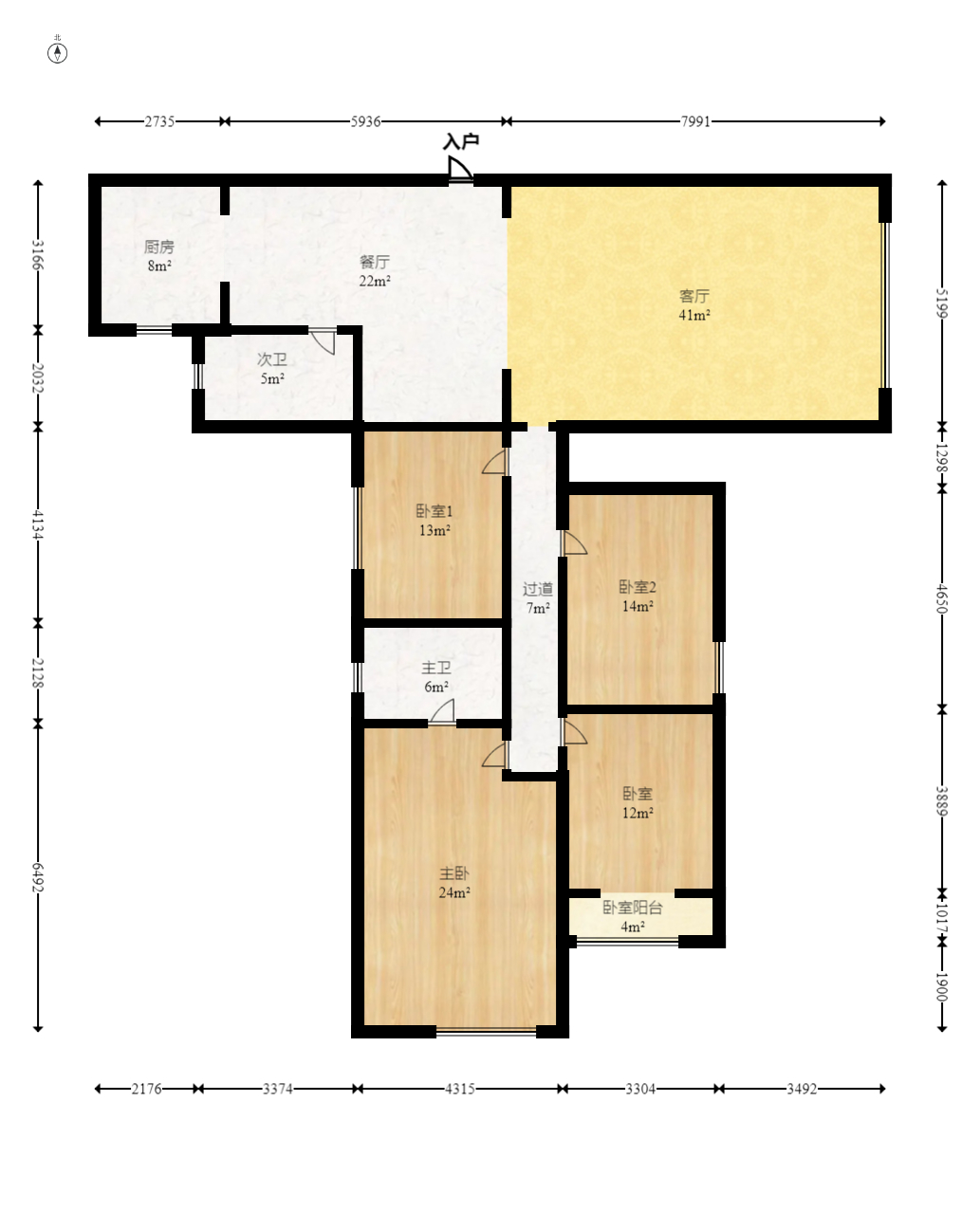 龙柏小区  4室2厅1卫    139.8万室内图1