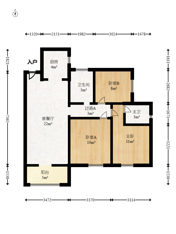 钰龙天下二期（钰龙佳园）  3室2厅2卫   262.00万室内图1