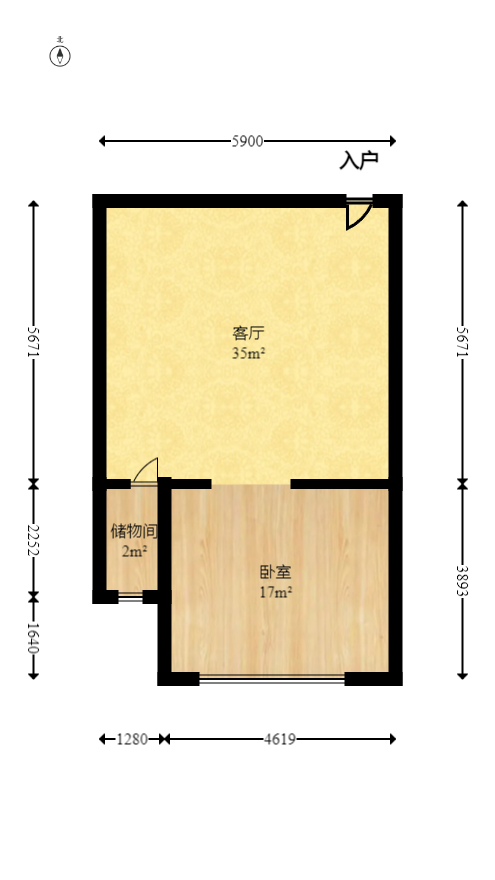 通华天都  2室1厅1卫   59.00万室内图1