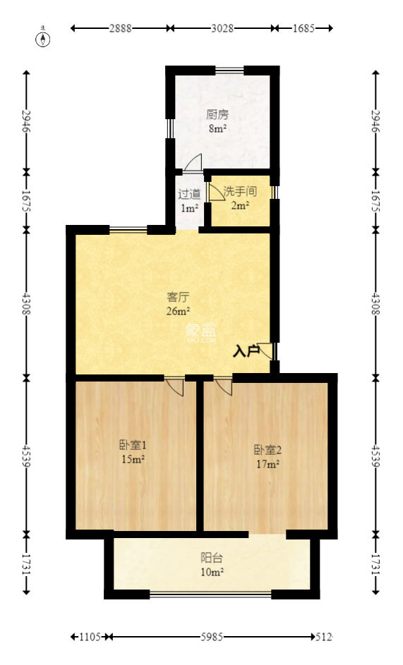 金地社区  2室2厅1卫   54.00万
