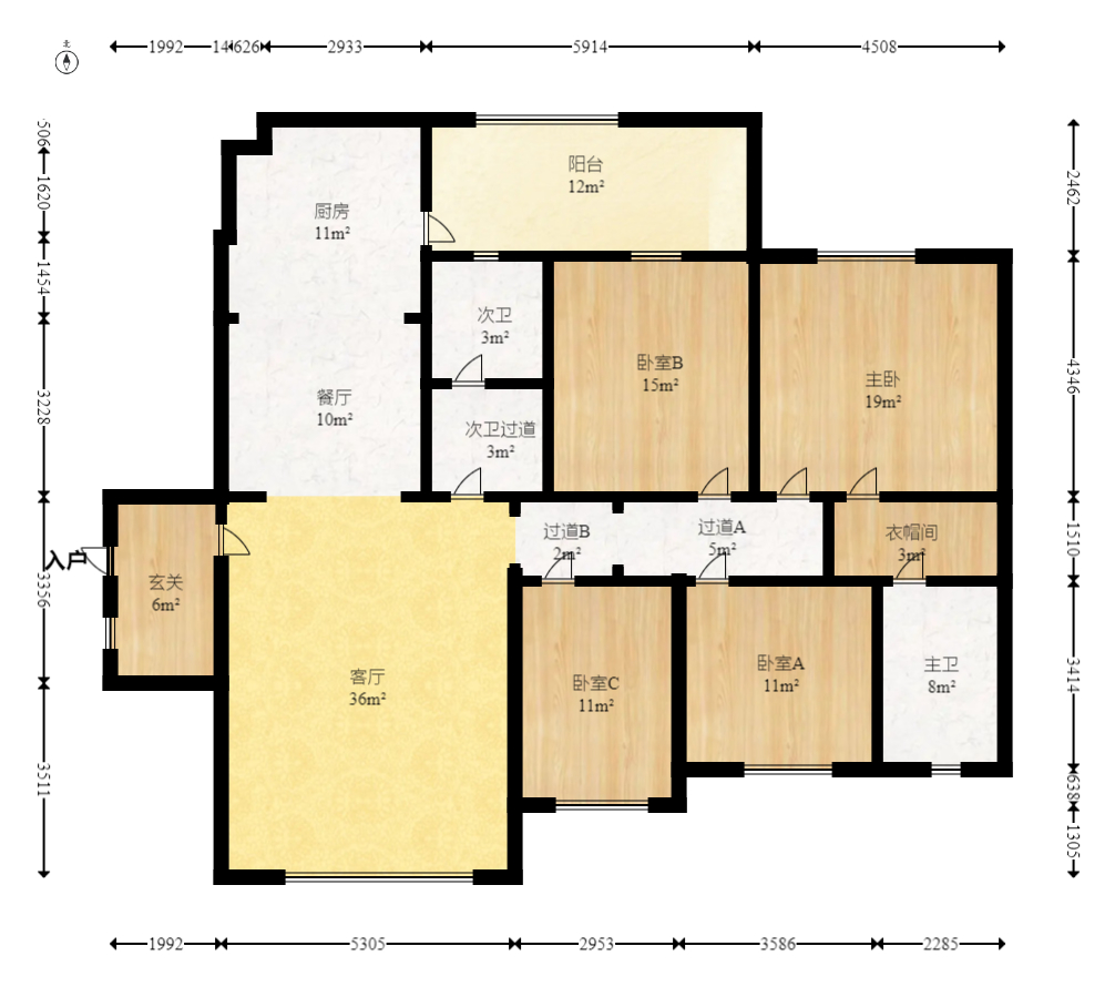 钰龙天下一期 4室2厅2卫 480.00万 钰龙天下一期 4室2厅2卫 480.00万户型图