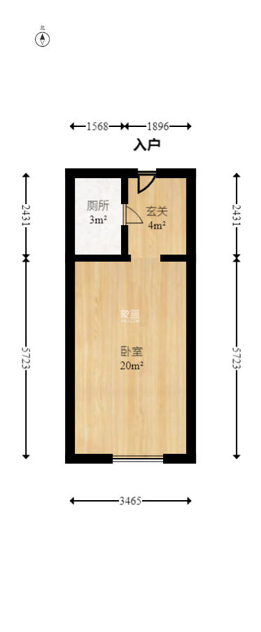 中海国际二期  1室1厅1卫   29.00万室内图1