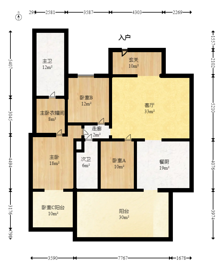 万科紫台  3室2厅2卫   460.00万室内图1