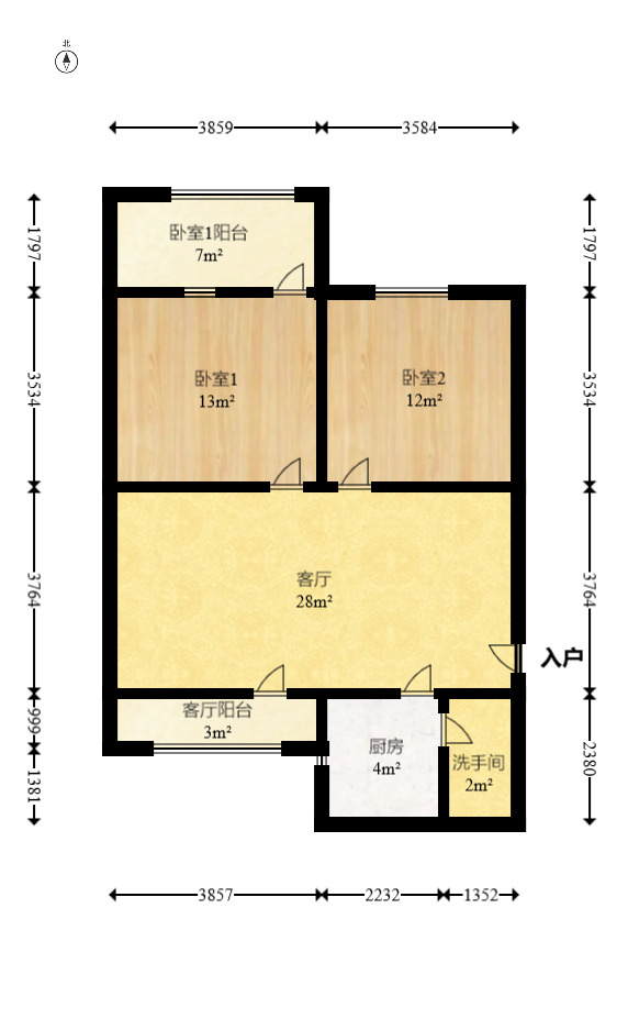 省林勘院  2室1厅1卫   50.00万室内图1