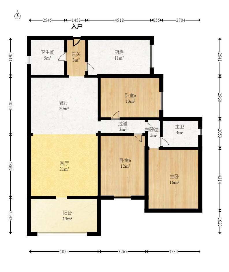 长沙玫瑰园  3室2厅2卫   120.00万室内图1