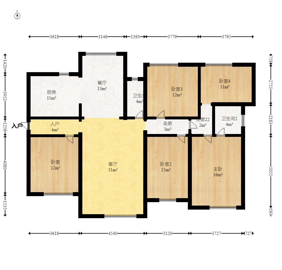 才子佳郡  5室2厅2卫   129.60万室内图1
