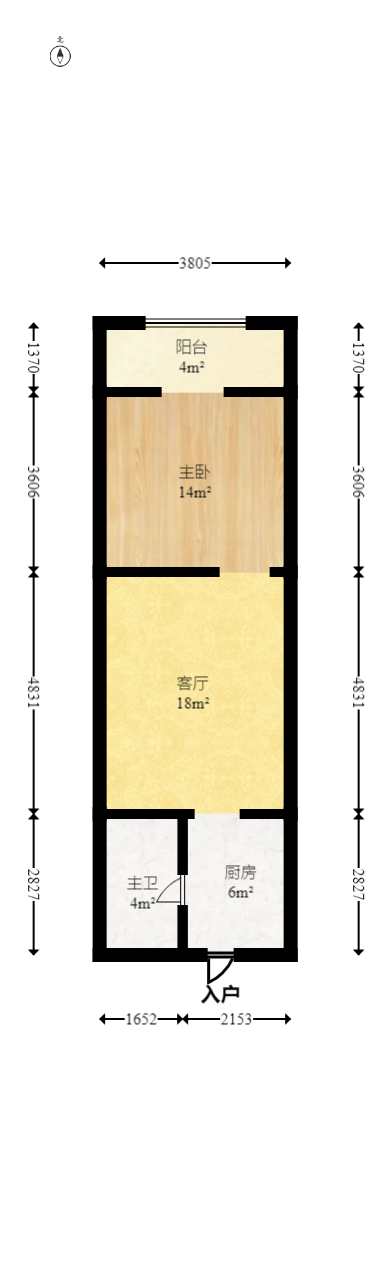 天心华庭  1室1厅1卫   56.00万室内图1