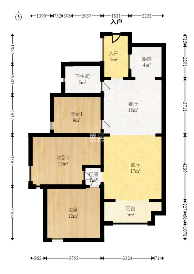 东方航标  3室2厅1卫    70.8万 东方航标  3室2厅1卫    70.8万户型图