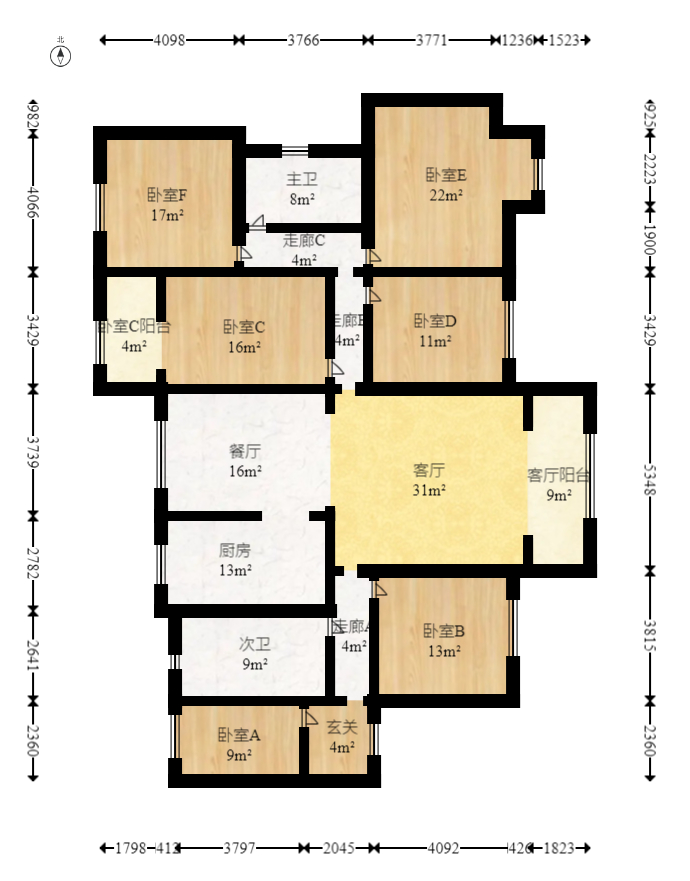 克拉美丽山庄（晟领国际）  6室2厅2卫   330.00万室内图1