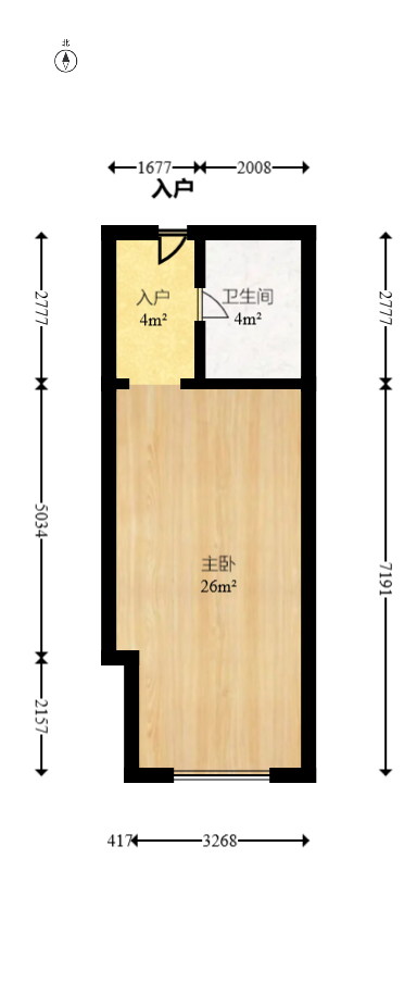 东宸19公馆  1室1厅1卫   46.00万室内图1