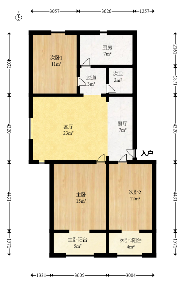 杏林小区  3室2厅1卫   107.80万室内图1