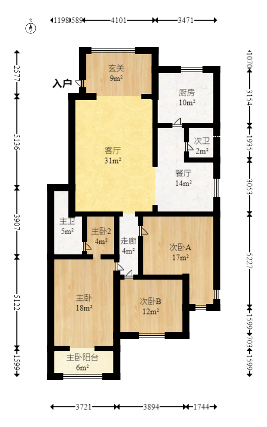 富湘园  3室2厅2卫   122.00万室内图1