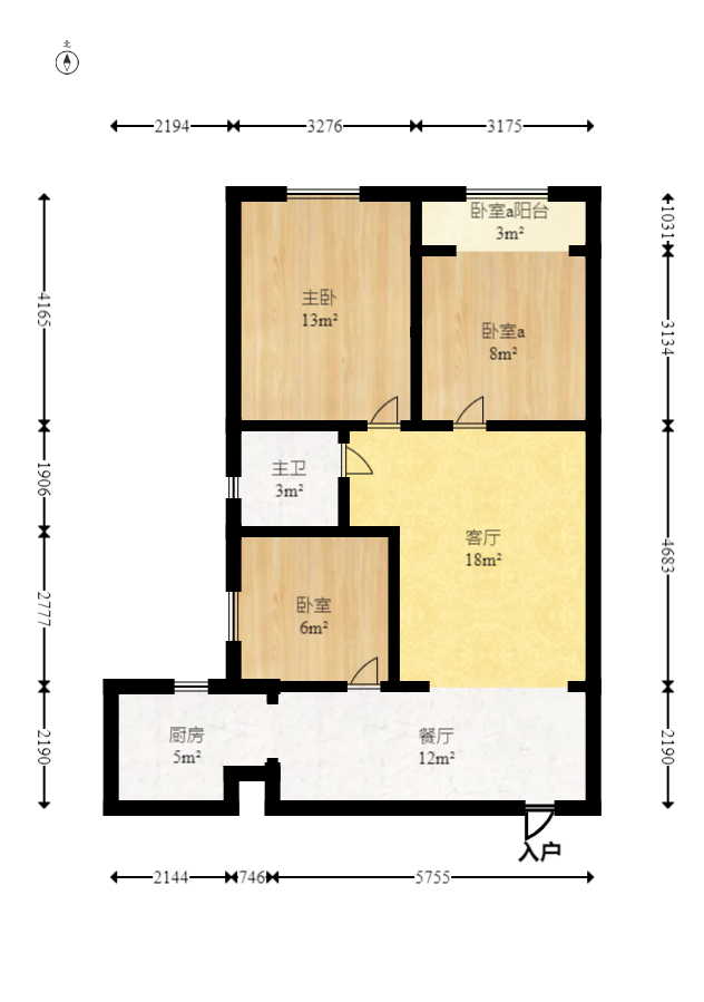 未来现代城 3室2厅1卫 49.80万 未来现代城 3室2厅1卫 49.80万户型图