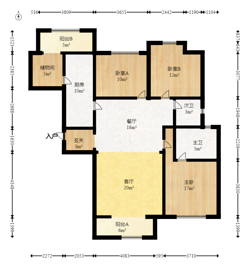 城市山水豪园（山水城市风景）  3室2厅1卫   115.00万室内图1