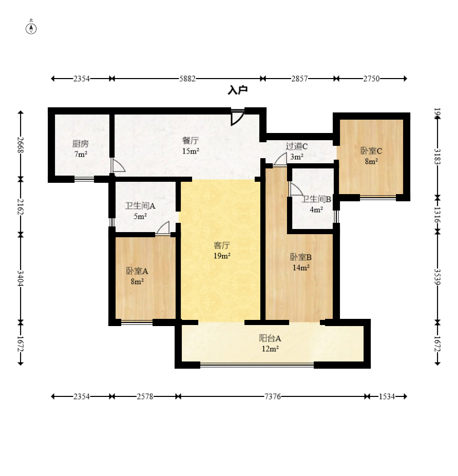 中建嘉和城  3室2厅2卫   108.00万室内图1