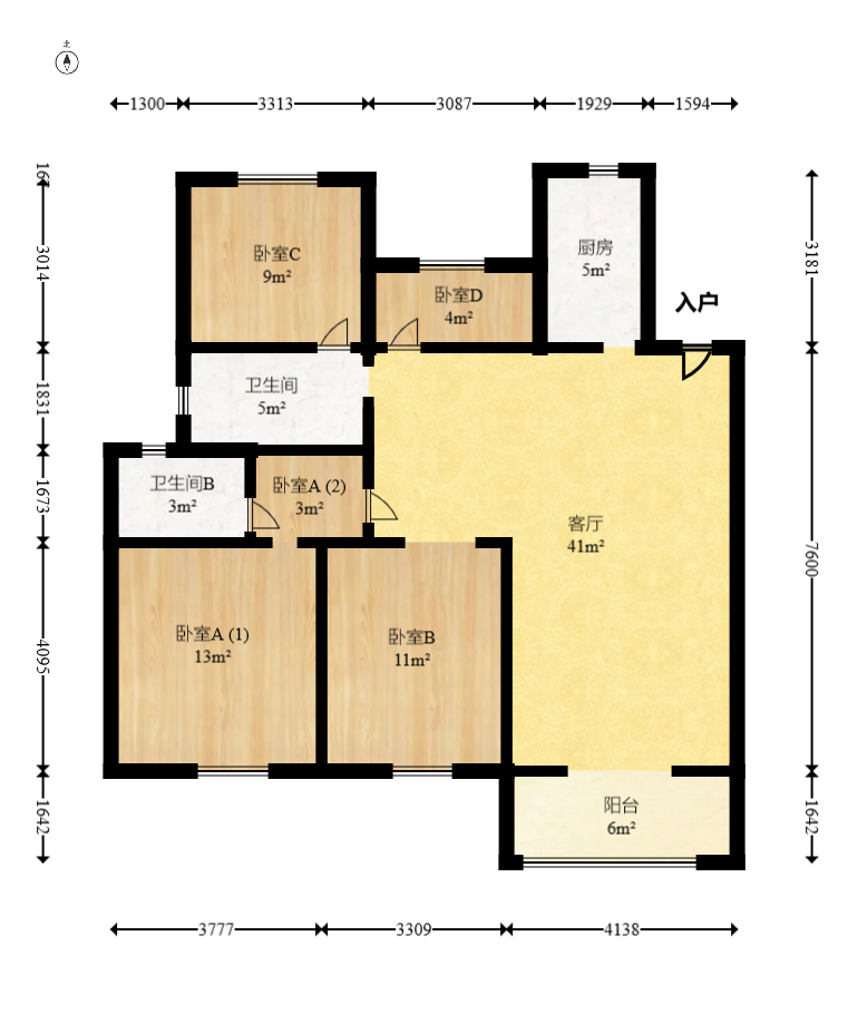 梅溪正荣府  4室2厅2卫   190.00万室内图1