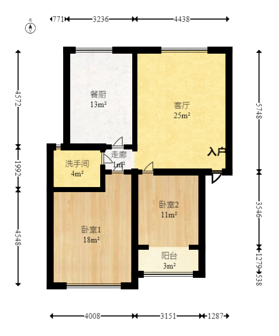 加加大街（华景苑）  2室1厅1卫   69.00万室内图1