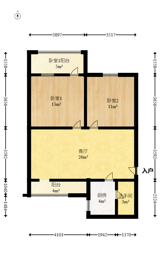 省林勘院  2室1厅1卫   52.00万室内图1