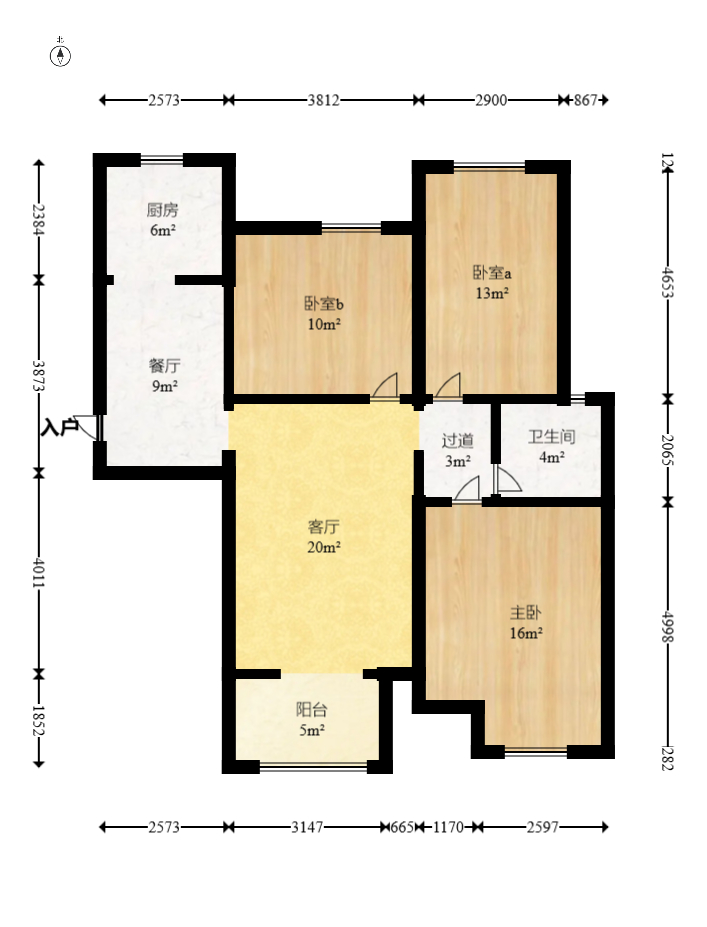 新城国际花都  3室2厅1卫   81.00万室内图1