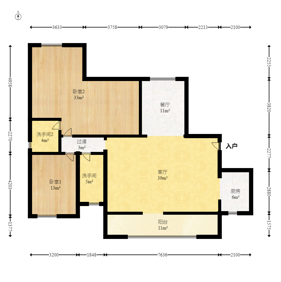 建发中央悦府  4室2厅2卫   190.00万室内图1